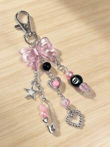 Muroi Mono 1pc Handmade Resin Bead Keychain - Punk Style, Fashion Lobster Clasp Pendant Accessory For Women - multicolor - View 8
