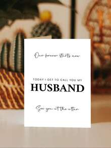 1pc Romantic Wedding Groom Card - Elegant, Heartfelt Message Include, Perfect Gift From Brideg - multicolor - View 3
