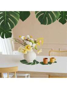10pcs Artificial Palm Leaves, 3 Kinds Of Tropical Fake Monstera Leaves For Table And Wall Decorations, Jungle Hawaiian Luau Party Birthday Wedding Theme Party - Multicolor - View 4