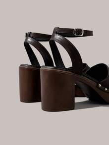 Styleloop Women's High-Heeled Sandals, Thick Heels And Thick Soles, Bohemian Wear, Holiday Style, A Must For Summer Travel - PU dark brown - View 10