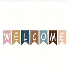 1組 WELCOME 新開學季吊掛旗幟，特殊造型三角旗橫幅裝飾，派對拍照背景佈置 - 三組 - 查看 3