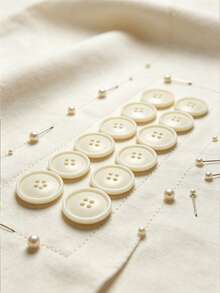 Vintage Imitation Wooden Concave Four-Hole Buttons Multicolor Resin Sewing Fasteners Bulk Supply For Overcoat, Windbreaker, Suit, Handmade Garment Sewing Supplies - White - View 8