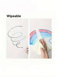 1 RollStatic 2M/3M Cling|No Glue, Reusable,White Chalkboard Wall Sticker With Eraser, Office & Home Decor Memo Board, Back To School,Perfect For Kids DIY Handmade Projects. - Multicolor - View 5