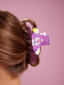 SHEIN X Care Bears 時尚可愛卡通髮夾，適合女孩與女士，居家、沐浴、美容護理、髮型造型完美適用 - 紫色 - 查看 2