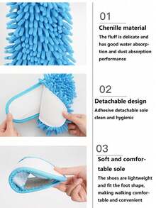1pair Removable And Washable Linen Mop Slippers, Unisex Cleaning Slippers - multicolor - View 13
