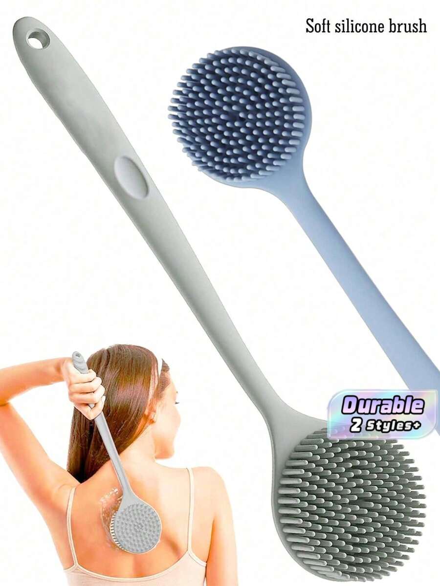 Long Handle Silicone Bath Brush, Back Scrubber Shower Brush, Exfoliating Body Scrubber For Shower - Silicone long handle bath brush - View 1
