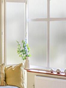 No-Glue Fluted Privacy Glass Film, Translucent Frosted Window Sticker, Static Cling Easy Install & Remove, Light-Transmitting Obscuring, Waterproof Tear-Resistant, For Office, Bathroom, Door, Window, And Interior Glass Partitions. - Changhong - View 6