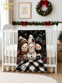 Muroi Mono 1pc Christmas Pattern Blanket, Made Of Flannel Material, Is Soft And Comfortable. It Is Suitable For Beds, Living Rooms And Sofas. It Is Suitable For All Seasons And Is An Excellent Choice For Daily Decorations, Home Decorations And Christmas Gifts. - Christmas - View 3