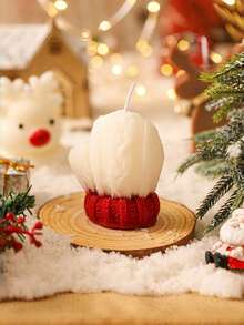 Cirelle 1PC Knitted‑Texture Christmas Mitten Shaped Scented Candle, Cute Winter Glove Decor Wax Candle, Festive Xmas Table Decor Atmosphere Ornament - multicolor - View 9