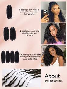 Boho Braids Deep Curly And Body Curly Two Styles Remy 100% Human Hair Pre-Separated Crochet Hair Extensions Feather Hair Bone Natural Black - SNatural - View 6