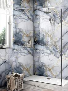 22 Pcs 3D Imitation Marble Ceramic Tile Wall Stickers Thick Self Adhesive PVC Panels Easy Install Strong Backing Irregular Vein Pattern Must Have Home Decor Accessory - multicolor - View 6