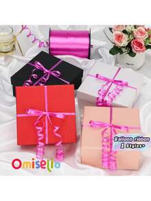 1 Roll, 250 Yards Of Purple Curly Ribbon, Suitable For Gift Wrapping, Balloon Rope, Weddings, Birthdays, Etc. - Shiny Metallic Ribbon, Suitable For Bouquet And Flower Wrapping Paper, Suitable For Valentine's Day, Weddings, Birthdays, Etc. - Rose red ribbon - View 3