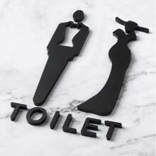 1Pc Acrylic Toilet Sign With 3D Male & Female Symbols, Office & Public Restroom Indication Plaque Best Gifts Birthday Graduation - multicolor - View 11
