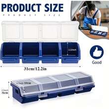 4-Grid Plastic Screw Storage Box With Lid - Durable Plastic Multi-Function Hardware Tool Parts Organizer - A - View 3