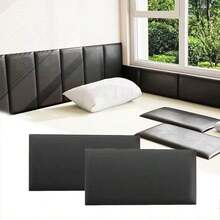5 Pcs Self-Adhesive Wall Panels, Available In Black, White And Gray, Designed For Headboard. Soft Bedside Self-Adhesive Backrest, Sound-Insulating And Impact-Resistant Wall Panels, Removable Without Glue, Perfect For Decoration. - Soft Pack Of 5 - View 6