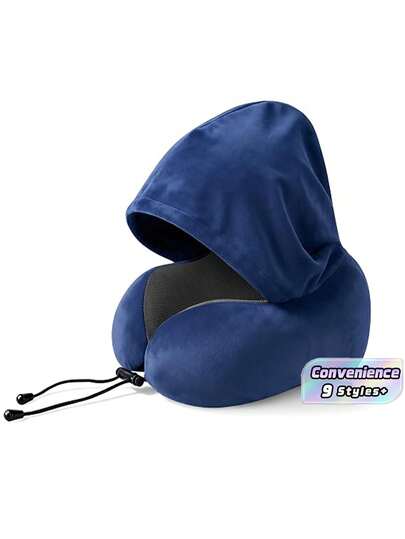 Cuscino da collo ergonomico a forma di U con borsa portaoggetti - Supporto in schiuma viscoelastica per viaggi e ufficio, fodera staccabile e lavabile, cuscino da collo leggero e portatile, adatto per aereo, auto, letto - Design comprimibile (nessuna alimentazione richiesta)