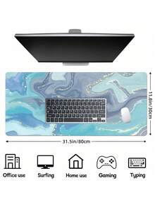 1pc Large Extended Gaming Mouse Pad Gray Green Fluid Pattern Non Slip Rubber Base Desk Mat For Keyboard Mouse Office Home Computer Laptop Smooth Surface Durable Wear Resistant Easy Clean Portable Practical Gift For Gamers Teens Adults - View 3