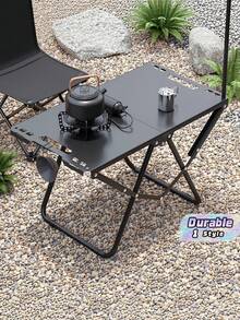 1pc Portable Folding Outdoor Camping Table, Metal Collapsible Lightweight Picnic Table With Hanging Holes For Camping BBQ Travel - multicolor - View 1