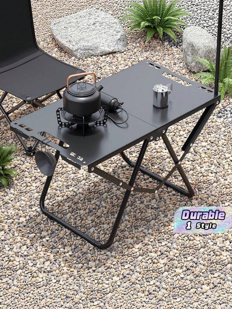 1pc Portable Folding Outdoor Camping Table, Metal Collapsible Lightweight Picnic Table With Hanging Holes For Camping BBQ Travel - multicolor - View 1
