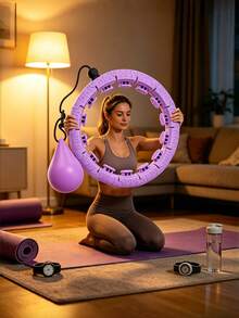 1PC SMART WEIGHTED ADJUSTABLE DETACHABLE 24 KNOTS FITNESS HOOP WITH 360 DEGREE MASSAGE AUTO SPINNING BALL NON DROPPING DIGITAL COUNTER FOR HOME GYM WEIGHT LOSS SLIMMING WORKOUT EXERCISE EQUIPMENT - Multicolor 1 - View 3
