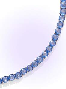 Popjeli Women's  Light Blue Tennis Chain Necklace Full Round  Sparkling Adjustable Necklace For Party Daily Jewelry - Light blue tennis chain necklace - View 7