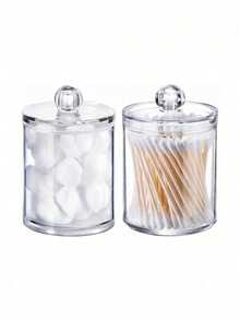 1pc Large Capacity Plastic Cotton Swab Storage Box Lightweight Durable Easy Clean Space Saving Desktop Cosmetic Organizer Solid Color Storage Container For Vanity Table Bathroom Counter Bedroom Desk Home Organization Cosmetic Accessory Storage - View 3