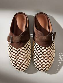 Solecia Ladies Metal Decoration Fashion Daily Travel Casual Half Slippers - Oatmeal Apricot - View 3