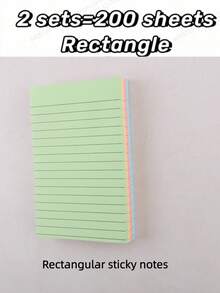 SHEIN 100/200sheets Line Sticky Notes 4 Colors Portable Student Note Marker Writing Sticky Notes, Self-Adhesive Easy To Apply Notepad Office, Home, School Big And Small Two Styles, Office Small Helper Back To School - Multicolor - View 11