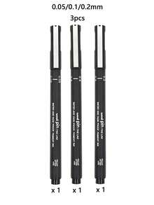 3/6 buah, 0,05/0,2/0,3/0,5/0,8 mm, Pena Mikro Presisi untuk Seniman / Pena Garis Halus / Pena Teknik - Ujung Sedang Tahan Air, Cocok untuk Sketsa dan Dokumen Kantor, Kembali ke Sekolah - hitam - View 6