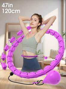 1 Pc 47 Inch 120Cm Weighted Fitness Hoop With 24 Detachable Links Exercise Ring For Women Beginners Weight Loss Home Gym Workout Fat Burning Core Toning Gift - Multicolor - View 9