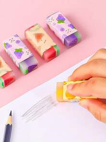 Random Color 24pcs Cute Cartoon Fruit Scented Erasers, Student Rewards, Learning Supplies, Office Stationery Gifts Back To School - multicolor - View 2