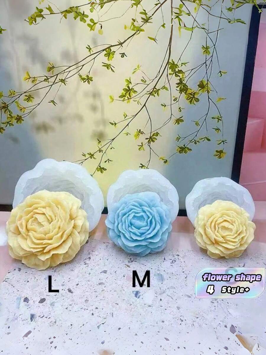 Flower Shaped Molds, Set Of 4 Sizes, Non-Stick Flexible, Durable Reusable, Perfect For Baking, Cake Decorating, Chocolate Candy Making, Soap Crafting, DIY Projects, Party Favors, Wedding Treats - White - View 1