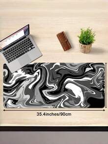 1PC Extended Non Slip Rubber Base Smooth Cloth Surface Black Fluid Abstract Swirl Artistic Pattern Gaming Mouse Pad Large Computer Desk Mat Keyboard Pad Office Home Workstation Protector Laptop Accessory Gift For Gamers Friends Esports - View 4