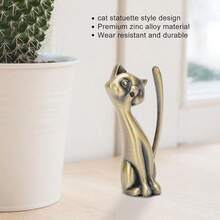 Cat Ring Holder, Zinc Alloy Glossy Three Dimensional Retro Statuette, Vintage Antique Jewelry Organizer Storage For Dresser Vanity Decor - multicolor - View 6