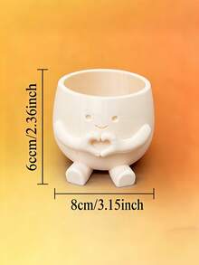 1PC 3D PRINTED CREATIVE HEART SHAPED MULTIFUNCTIONAL CUTE FLOWER POT PLANTER FOR SUCCULENT GREEN PLANTS HOME OFFICE DESK DECORATION GARDEN BALCONY INDOOR GIFT - White - View 3