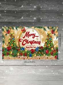 1pc 70.87x43.31 InchChristmas Hanging Banner Backdrop For Party, Holiday Outdoor Scene Decor Garland - Christmas tree - View 3