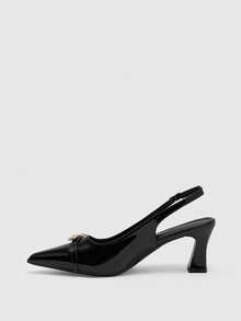 CUCCOO BIZCHIC Women's Spring And Summer New Black Pointed Rear Strap Stiletto Outer Wear Commuter Breathable High Heels Fall Shoes - Black - View 4