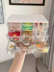 1Pc 9‑Grid Drawer Storage Box, 5 Colors Available, PP Material, Stackable Divided Organizer For Cosmetics, Jewelry, Office Supplies, Desktop Drawer Organizer - Multicolor - View 2