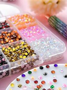 1 Box Seri Halloween Campuran Rhinestone Flatback untuk Dekorasi Casing Ponsel DIY, Perlengkapan Kerajinan Permata Kaca Mengkilap Warna-warni untuk Proyek Tema Halloween, Bling Ponsel, Seni Kuku, dan Scrapbooking - Skema warna Halloween - View 7