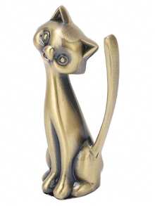 Cat Ring Holder, Zinc Alloy Glossy Three Dimensional Retro Statuette, Vintage Antique Jewelry Organizer Storage For Dresser Vanity Decor - multicolor - View 3