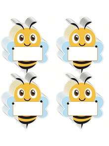 12Pcs Cute Bee Name Tags With Blank Writing Area, Classroom Bulletin Board Labels, Bee Party Decor, Spring Teacher Supplies, Self-Adhesive Desk Nameplates, With 2 Glue Dots - Bee - View 4