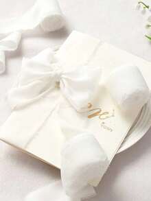 White Satin Ribbon, Christmas Chiffon Ribbon, Christmas Gift Ribbon Set, Suitable For Wedding Decoration, Wedding Invitations, Bouquet Wrapping, Fresh Flower Bouquets, Bridal Bouquets, DIY Crafts - White - View 7