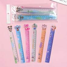 4pcs Cute Cartoon Animal Ruler, 15cm Wavy Line Special Ruler, Elementary School Children Gift Prize Ruler, Highly Attractive Multi-Function Wavy Line 15cm Ruler Student Stationery Small Gift Prize Back To School Season/Back To School Season Essential - Multicolor - View 3