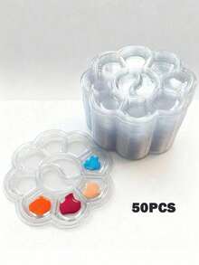 50 Pieces Plastic Mixing Palette Set, Slim Portable Palette In Transparent/White, Suitable For Watercolor And Gouache Painting - multicolor - View 15