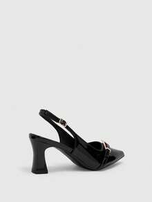 CUCCOO BIZCHIC Women's Spring And Summer New Black Pointed Rear Strap Stiletto Outer Wear Commuter Breathable High Heels Fall Shoes - Black - View 3