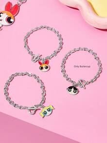 THE POWERPUFF GIRLS X SHEIN 銀合金可愛吊墜手鍊，適合日常配戴，情人節禮物，春夏海邊度假 - 彩色 - 查看 8
