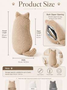 1pc Cat Shaped Plush Pencil Case, Cute Soft Large Capacity Stationery Storage Bag, Japanese Style Cute Cat Pen Pouch, Suitable For School, Office, Study, Desk Storage And Small Item Organization,Back To School. - Cute Cat - View 3