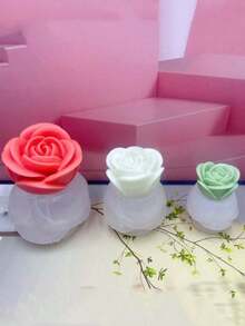 1 Set Of 3 Rose Shaped Silicone Candle Molds (Small, Medium, Large) - White - View 3