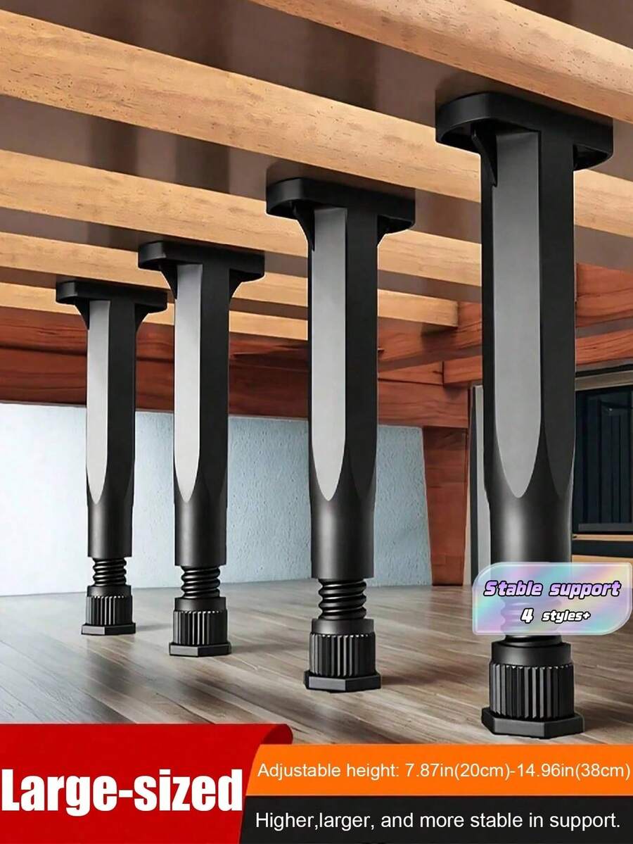 4Pcs Adjustable Height Bed Frame Support Legs Heavy Duty Sturdy Durable Plastic Furniture Feet Center Support For Bed Sofa Table Desk Height Adjustable 5.1-15in Must Have - Multicolor - View 1