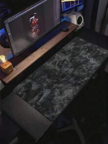 1PC Black Textured Gaming Mouse Pad Extra Large Full Desk Gray Stone Non Slip Rubber Waterproof Stitched Smooth Scratch Easy Clean Desk Mat Keyboard Office Workstation Gift Gamers Programmers - multicolor - View 6